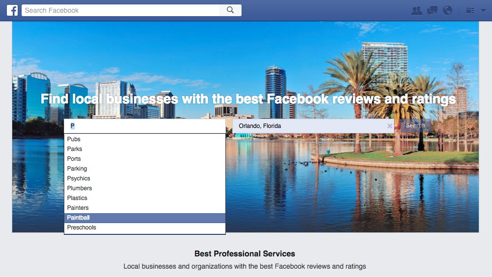 Facebook Services: Find Businesses in Your City Based on Their Ratings and Proximity