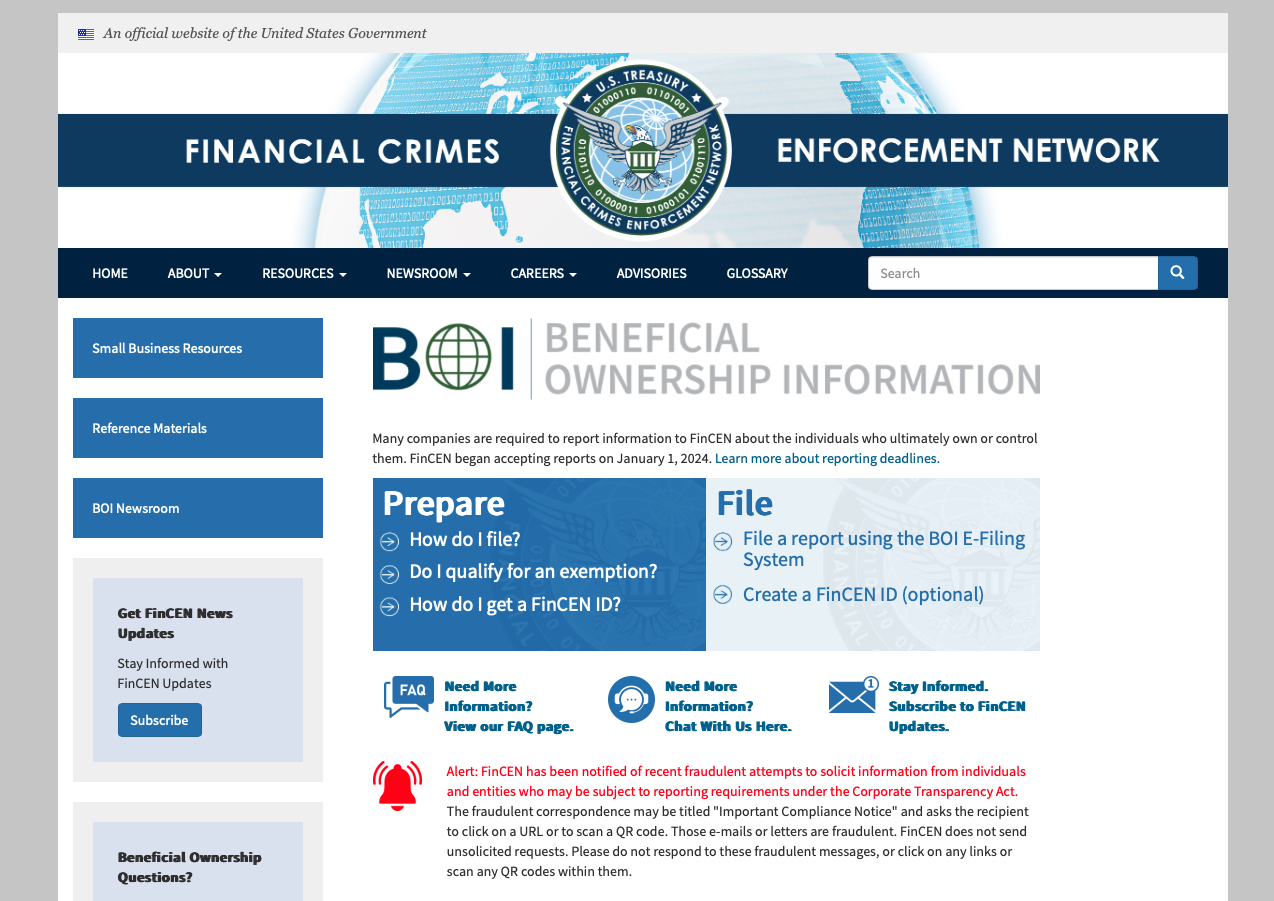 Beneficial Ownership Information Reporting | FinCEN.gov